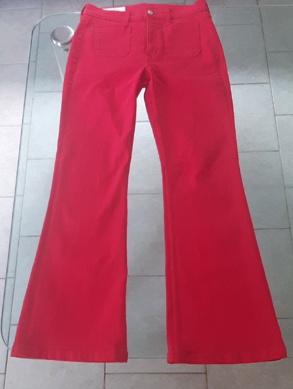 TRUE WARM RED❤GAP NWOT 70's FLARE High-Rise Jeans Sz 28 6RS (NOT ORANGE/RED)